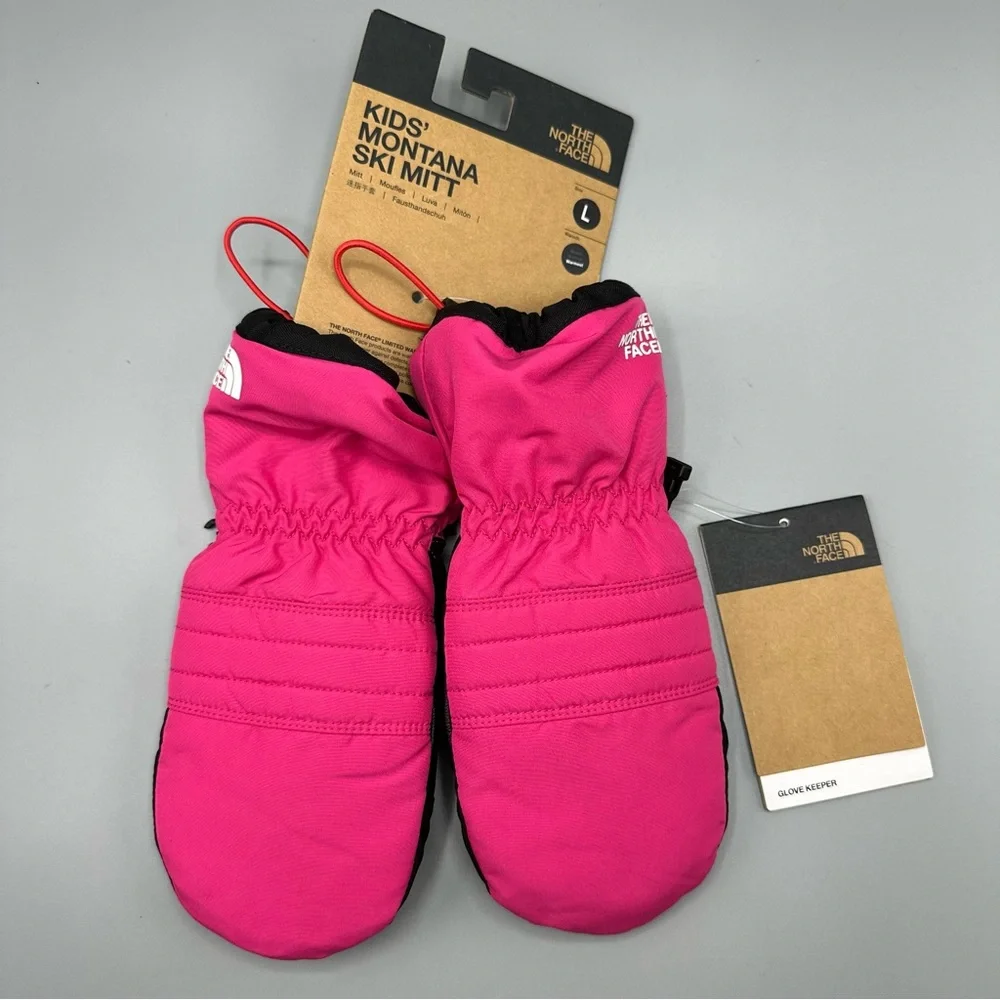 The North Face Montana Ski Mitt Kids Girls Sz L Pink Black Warmest Mittens